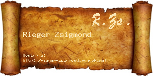 Rieger Zsigmond névjegykártya